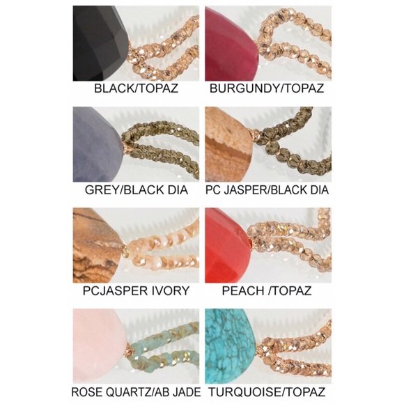 NATURAL STONE TEARDROP PENDANT GLASS BEAD necklace - Picture 5 of 6